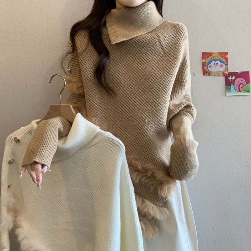 【tops】ファードッキングニットトップス Q7179
