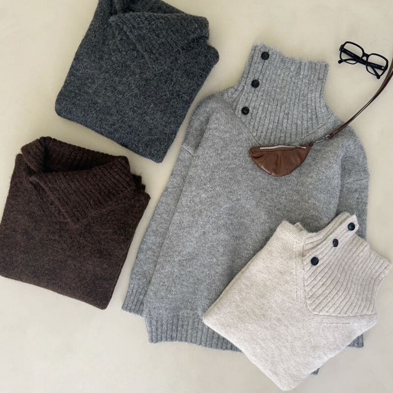 【tops】ハイネックニットトップス Q7033