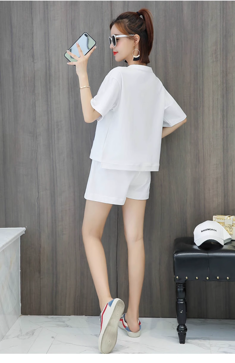 【set】5色英字柄Tシャツ+ショートパンツ2点セットF7704