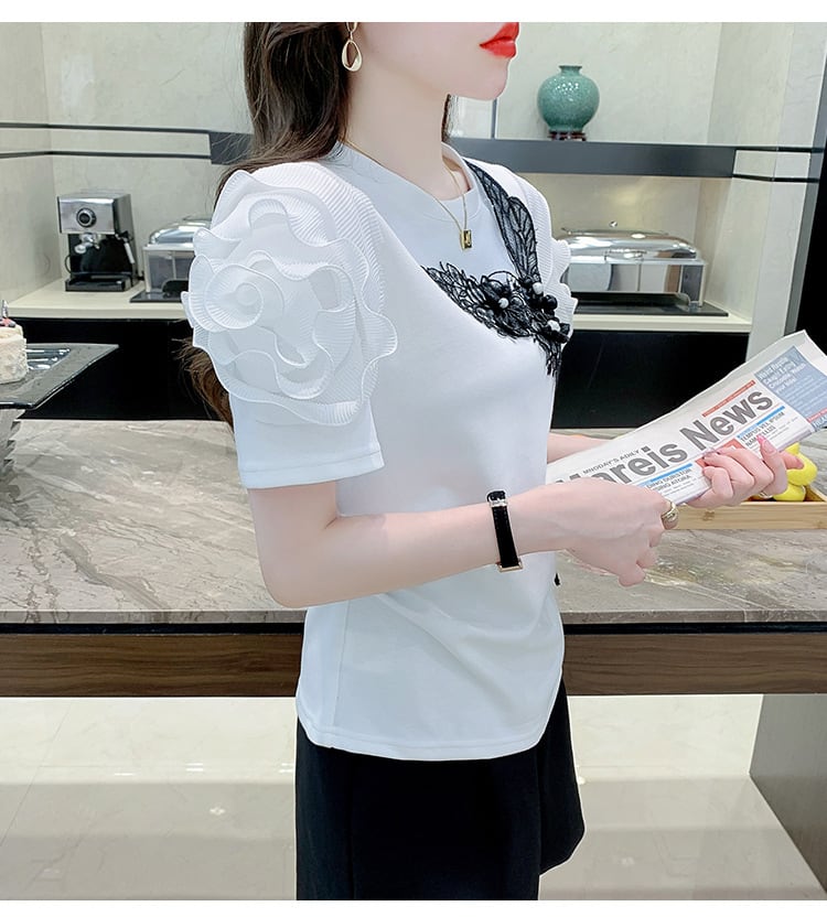 【tops】デザインフリルTシャツG21538