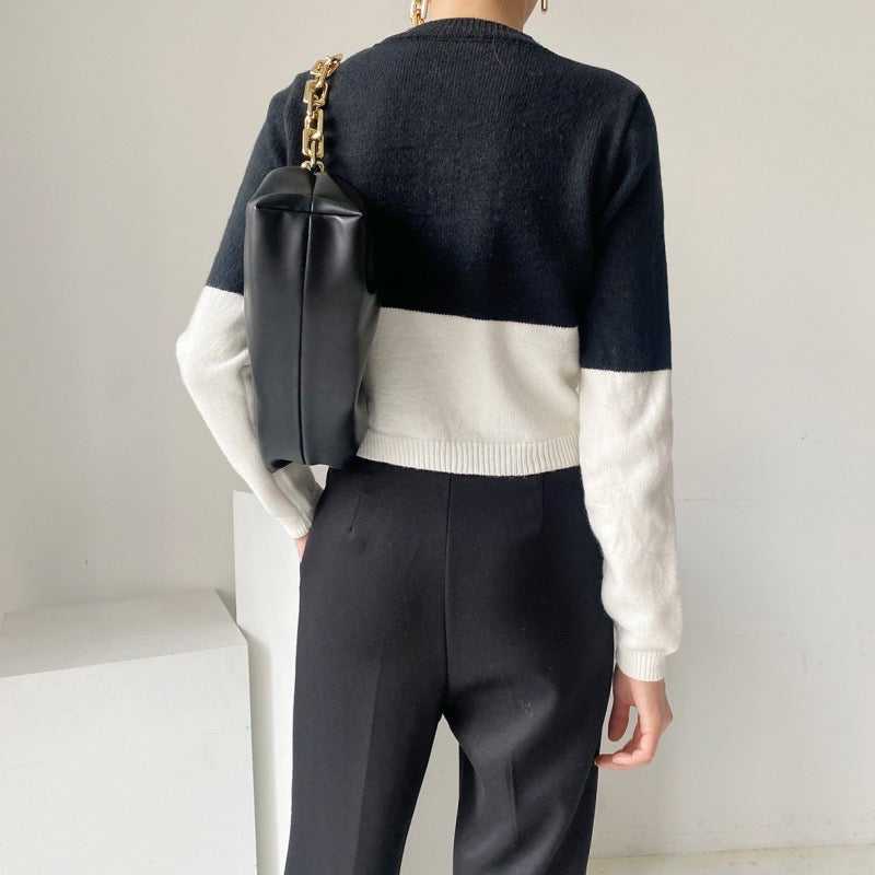 【tops】カラーマッチングニットセーターG24049