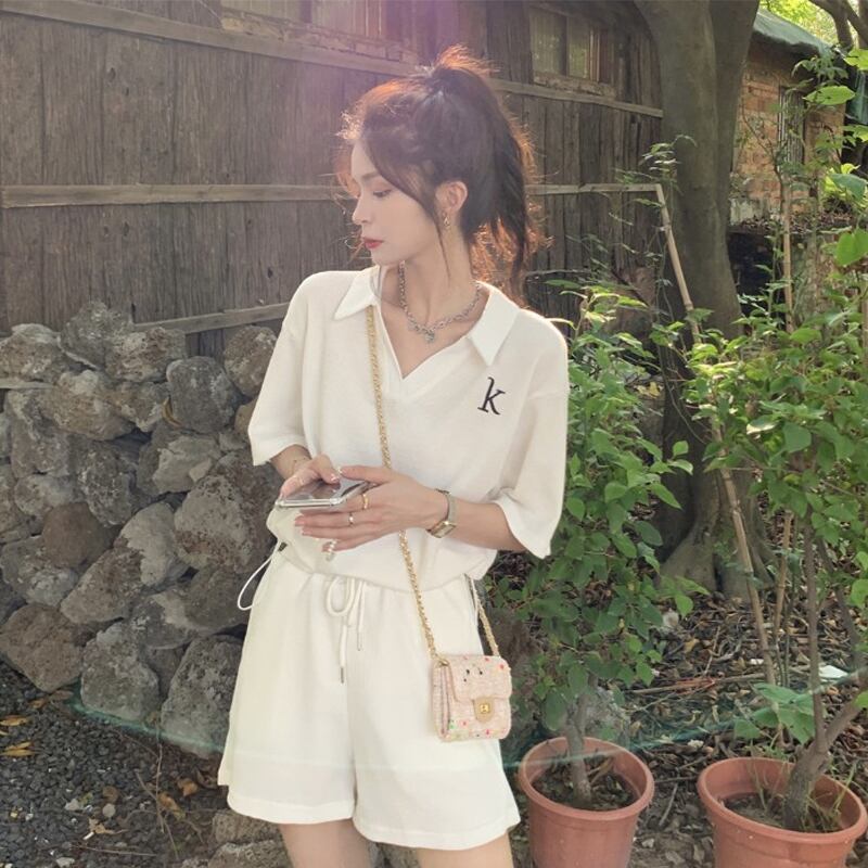 【set】美感いっぱい韓国系ファッション着痩せ着心地良いスウィート洋気2点セット G0651