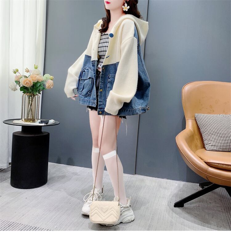 【outer】デニム切り替えニットカーデ M27046