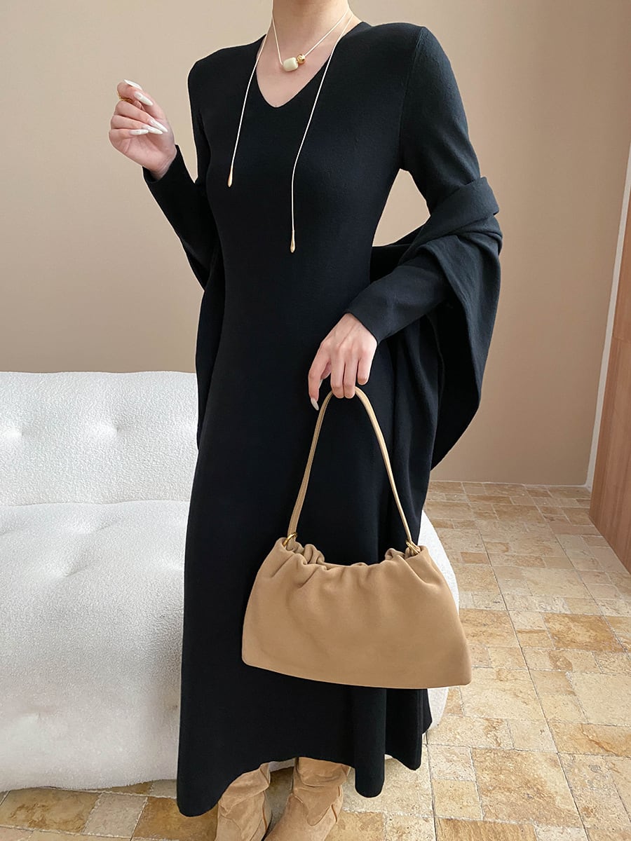 【dress】ショール付きニットワンピース Q7003
