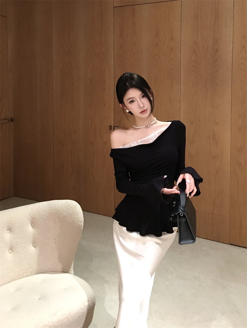 【tops】レースドッキングフリルトップス M28869