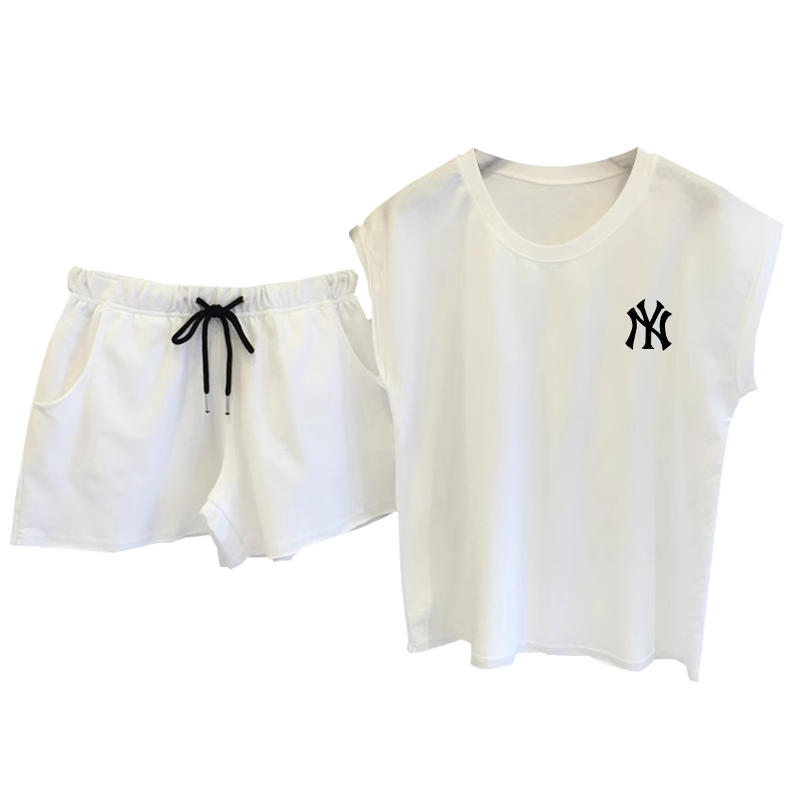 【set】3色英字柄Tシャツ+ショートパンツ2点セットF7676