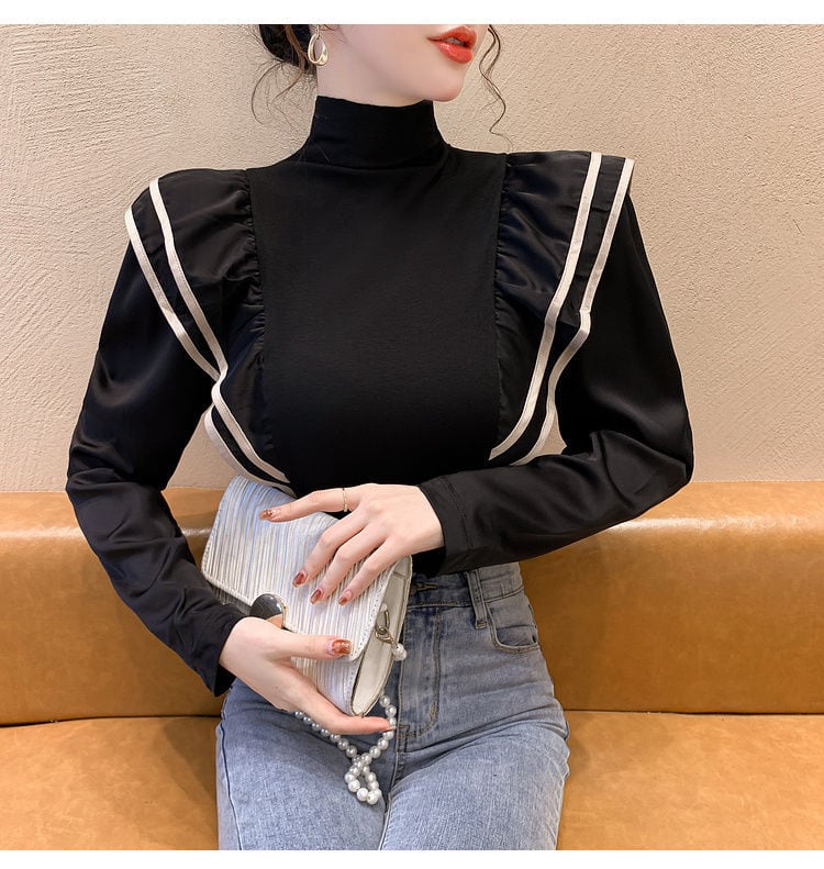 【tops】ハイネックフリルTシャツG20386