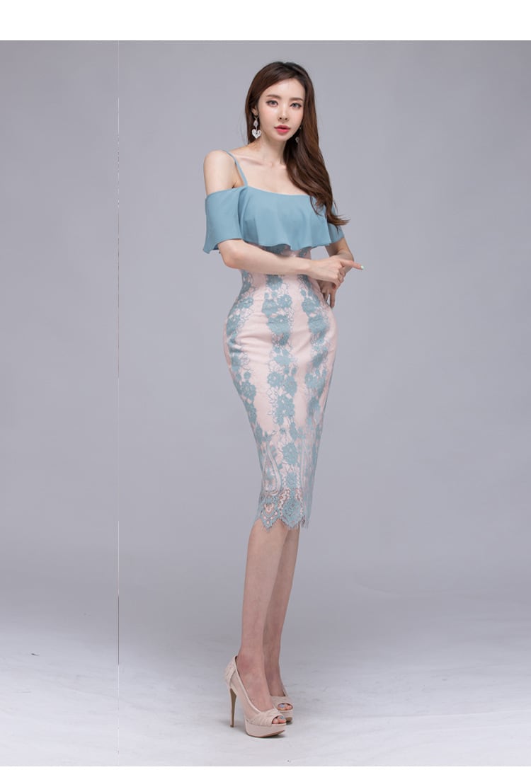 【dress】フリルレースワンピース M25227