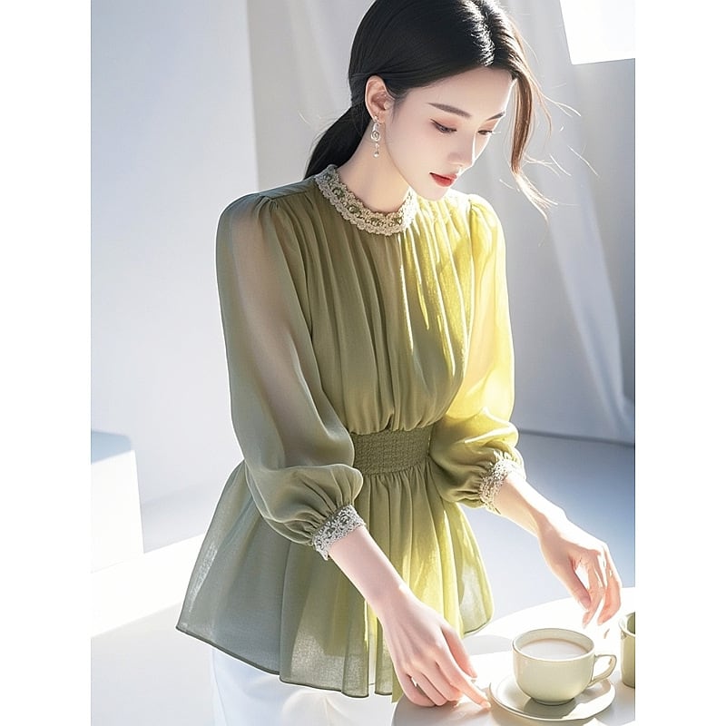 【tops】チュールコンビブラウス M29684