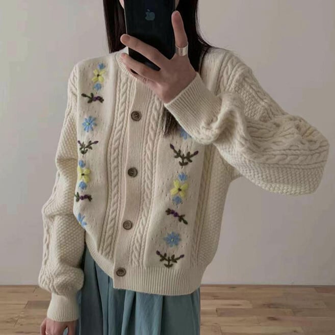 【outer】刺繍ニットカーデ M27404