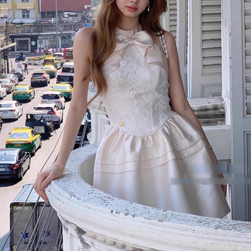 【dress】リボン付きレースワンピース M24184