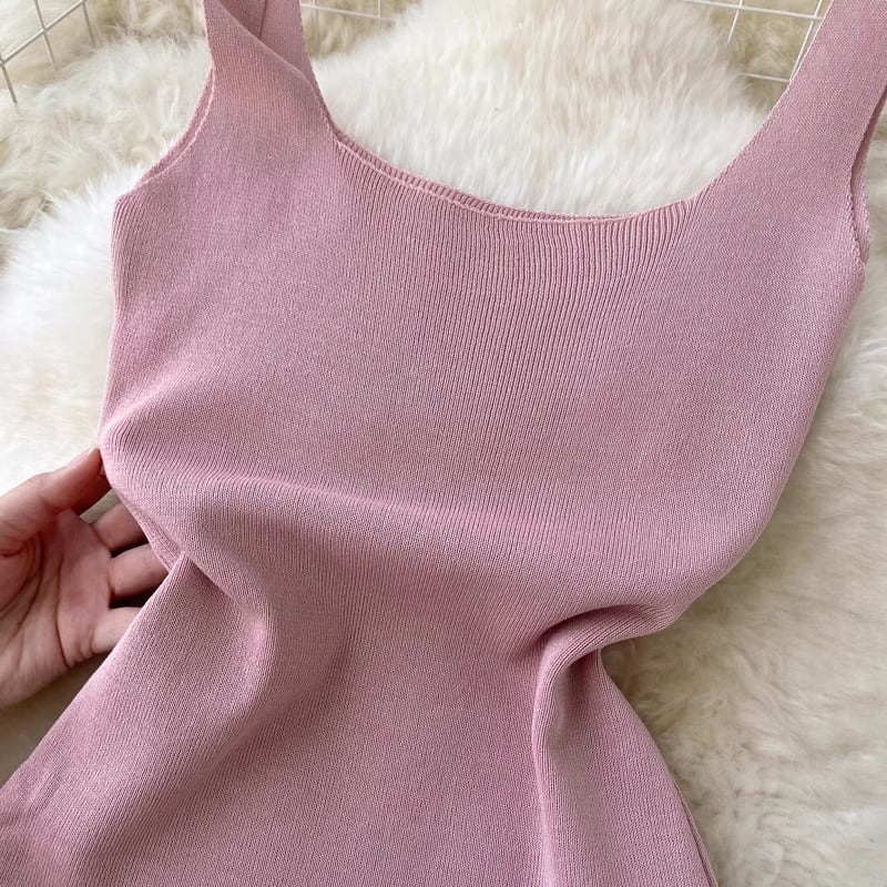 【dress】ノースリーブニットワンピースF7526