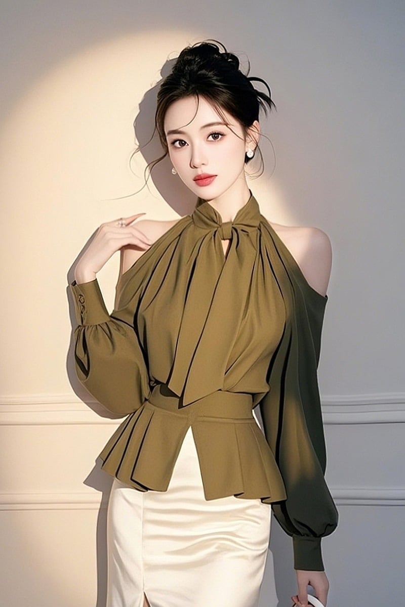 【tops】オフショルダーシャツトップス M29569