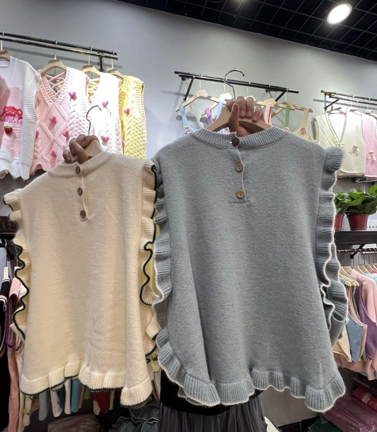 【tops】リボン付きニットベスト M25779