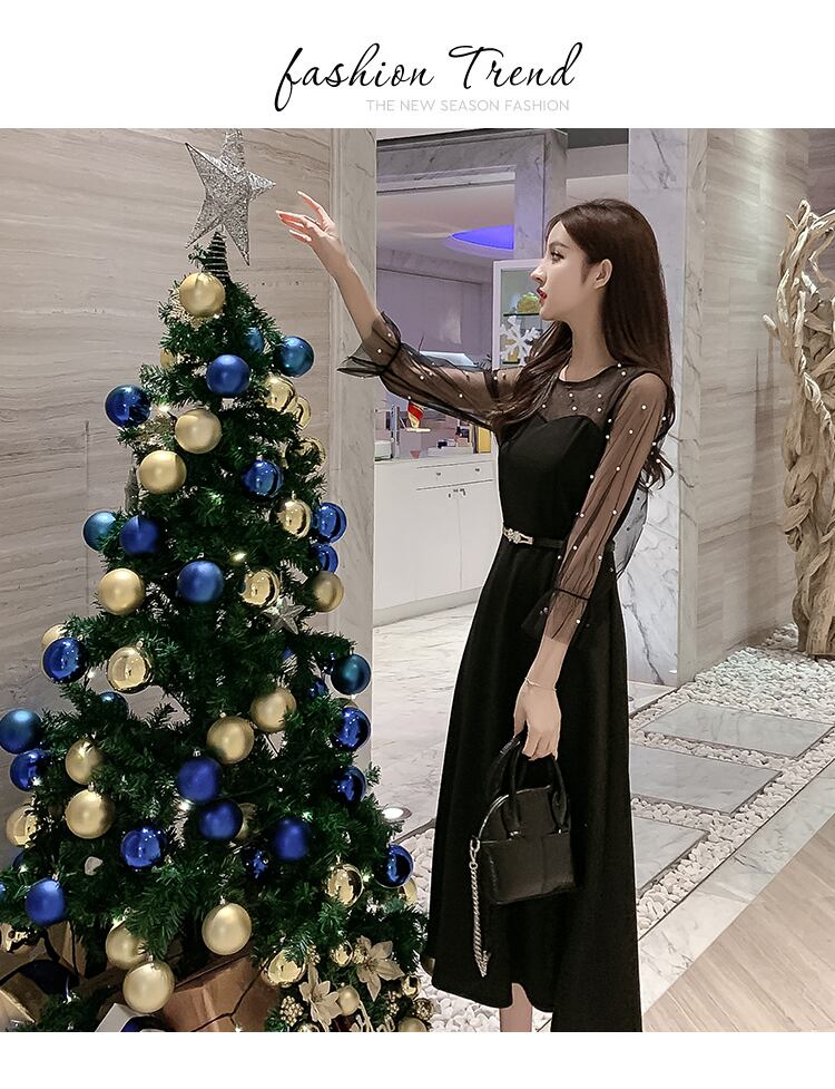 【dress】優しい雰囲気!韓国風気質満点魅力的レトロパフスリーブワンピース G0188