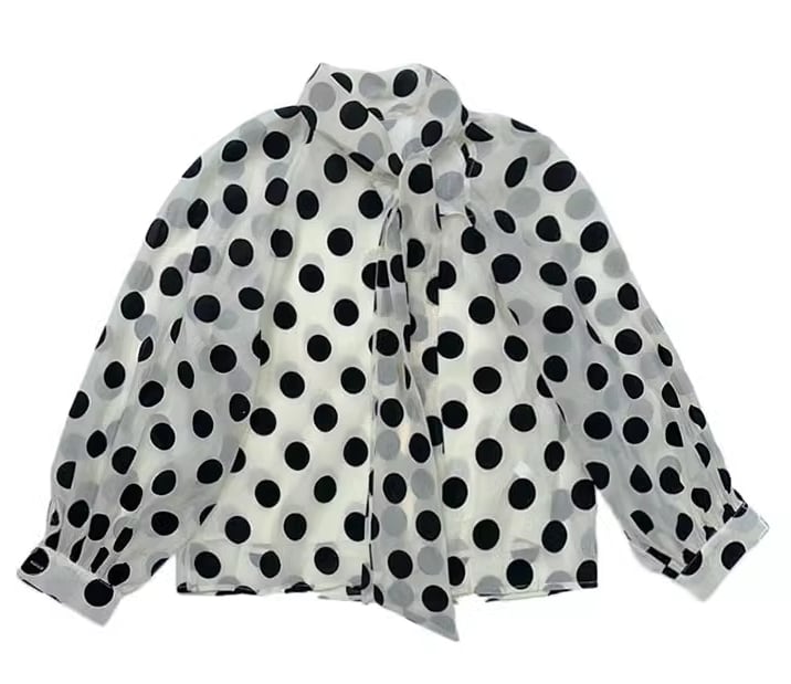 【tops】メッシュリボンブラウスG21342