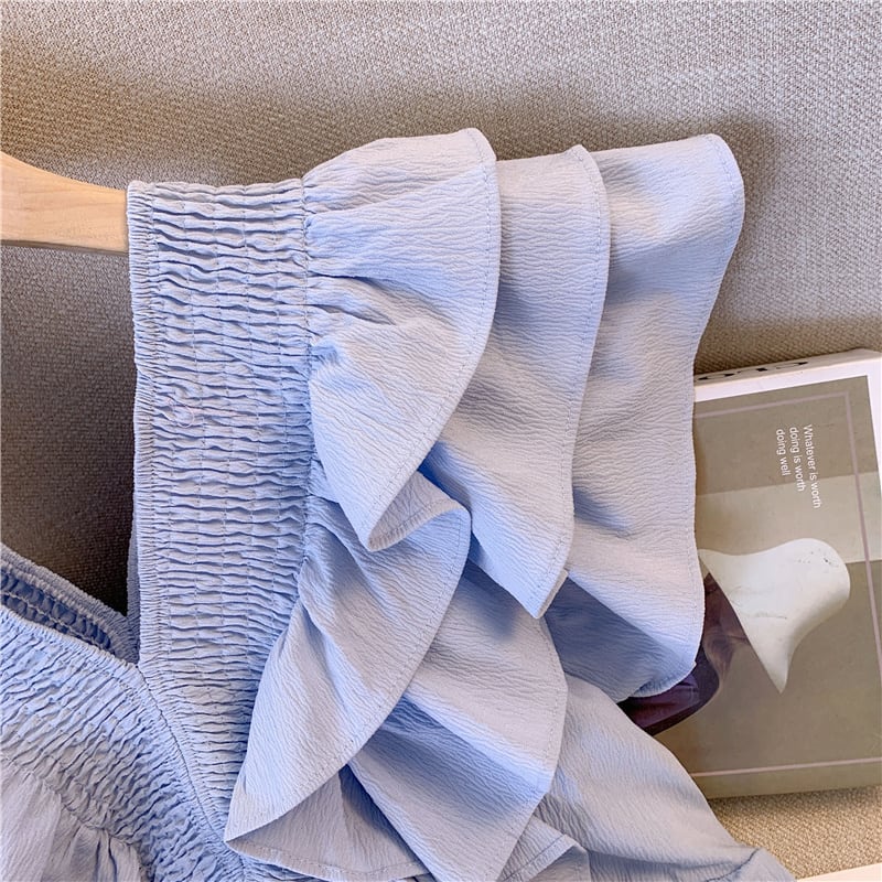 【tops】VネックノースリーブフリルタンクトップF7294