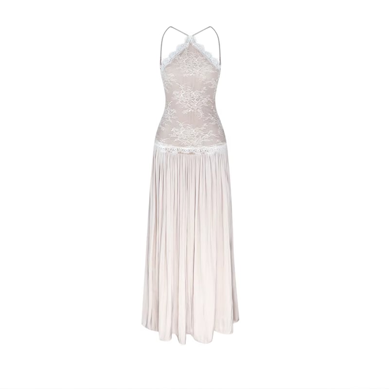 【dress】レースドッキングロングキャミワンピース Q8476