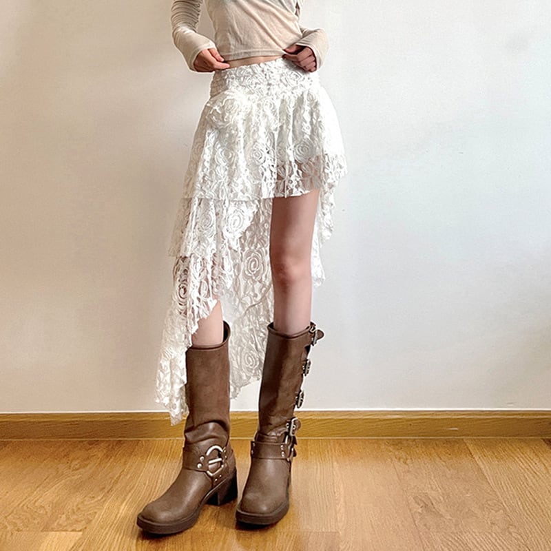 【bottoms】レース不規則スカートG20383