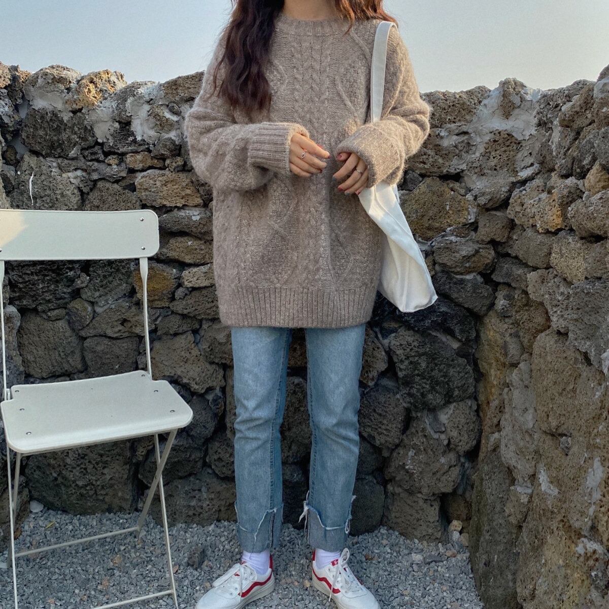 【tops】クルーネックニットセーター M19014