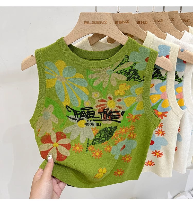 【tops】ノースリーブニットタンクトップG22046