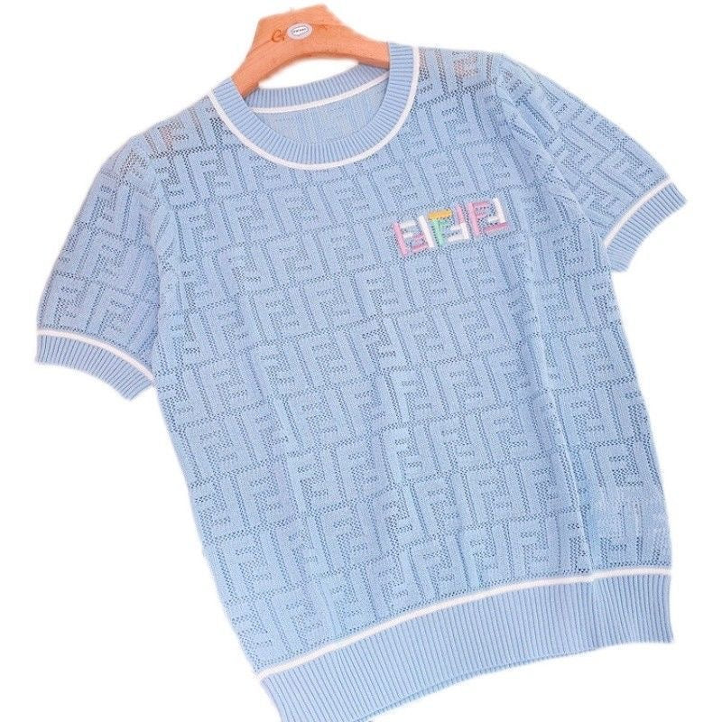 【tops】ラウンドネックニットTシャツF7638