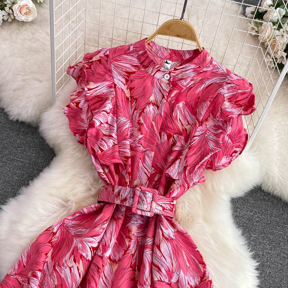 【dress】スタンドネックプリントワンピース G20725