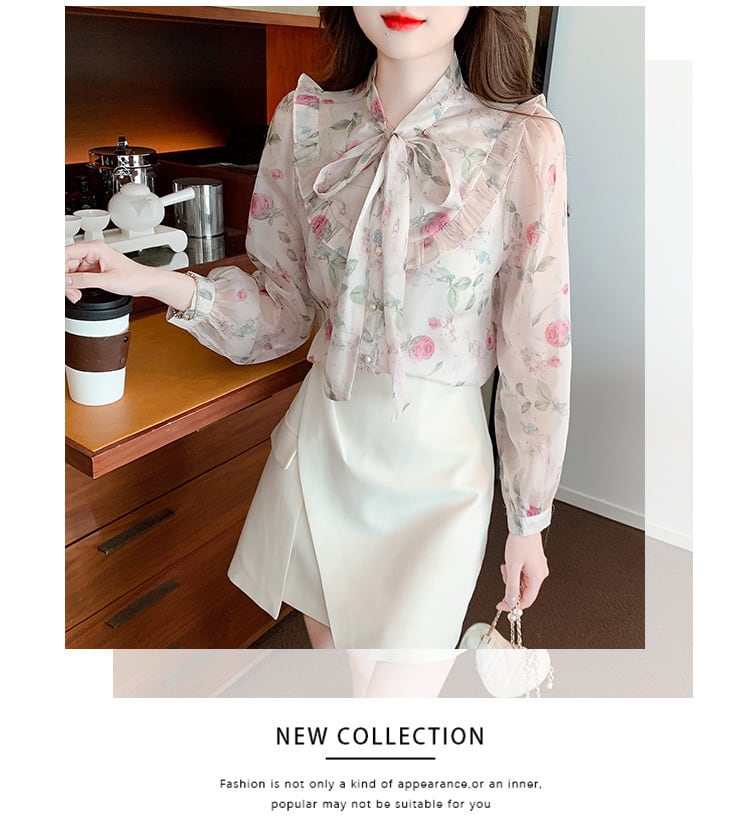 【tops】リボン付きシャツトップス M25728