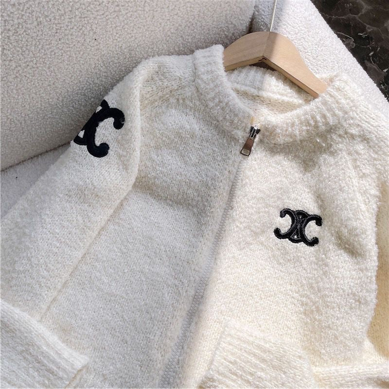 【outer】ラウンドネックニットカーディガンF8016