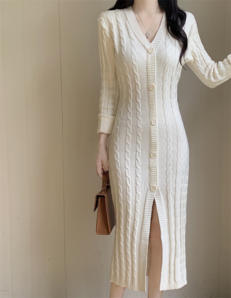 【dress】Vネックニットワンピース M27377