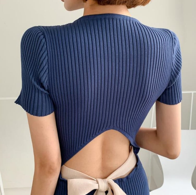 【dress】透かし彫りニットワンピース G21482