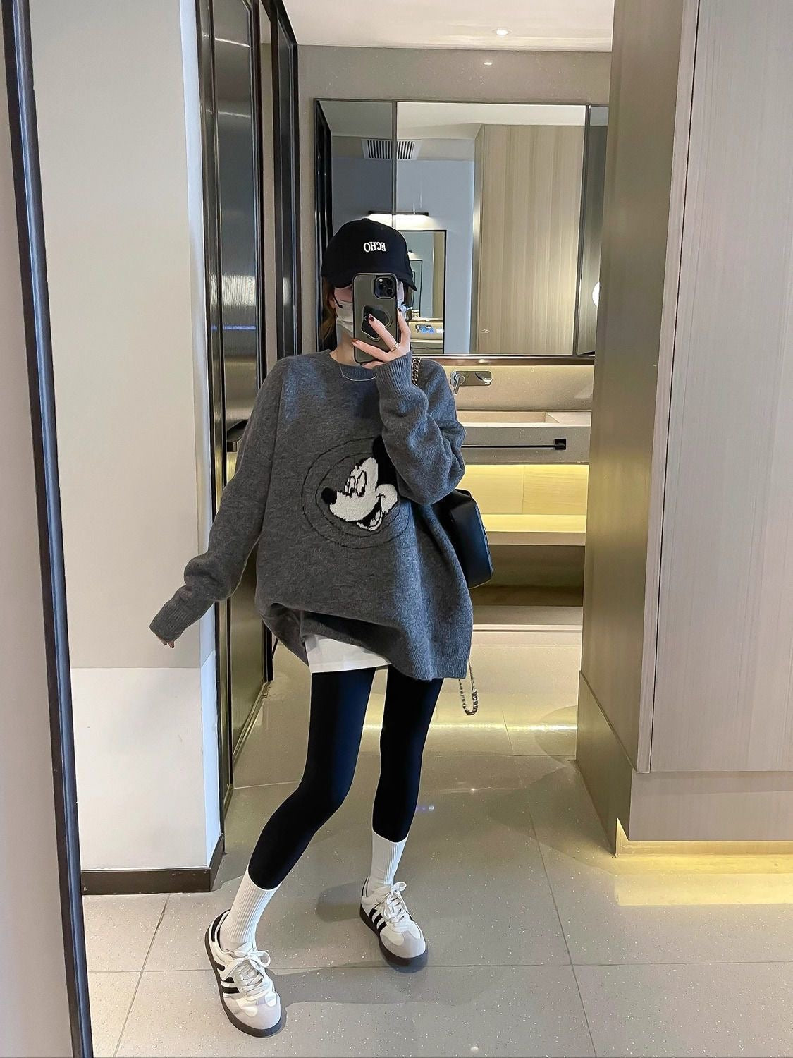 【tops】ラウンドネック長袖ニットセーターF8436