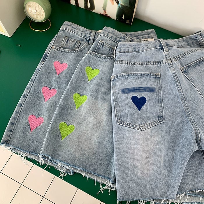 【bottoms】ハートデニムショートパンツG21294