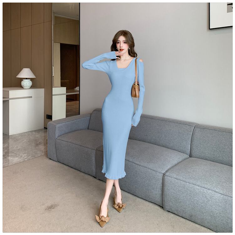 【dress】オフショルダーニットワンピース M18813