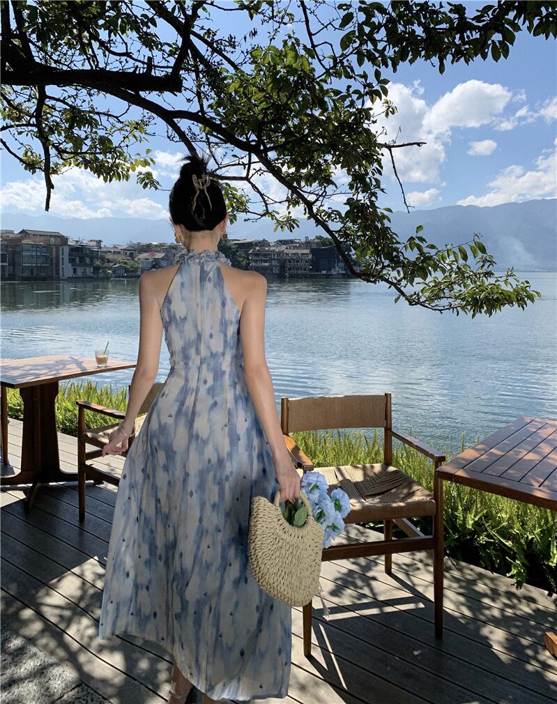 【dress】ホルターネック海旅行ワンピース G19927