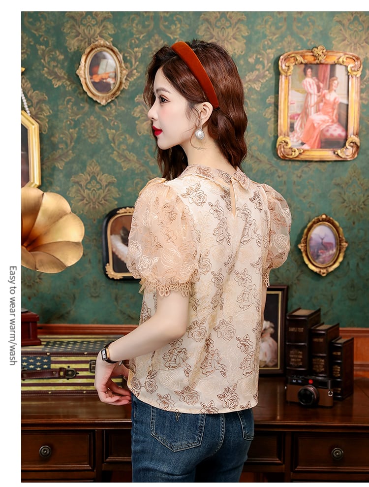 【tops】シフォンパフスリーブ ブラウスG20925