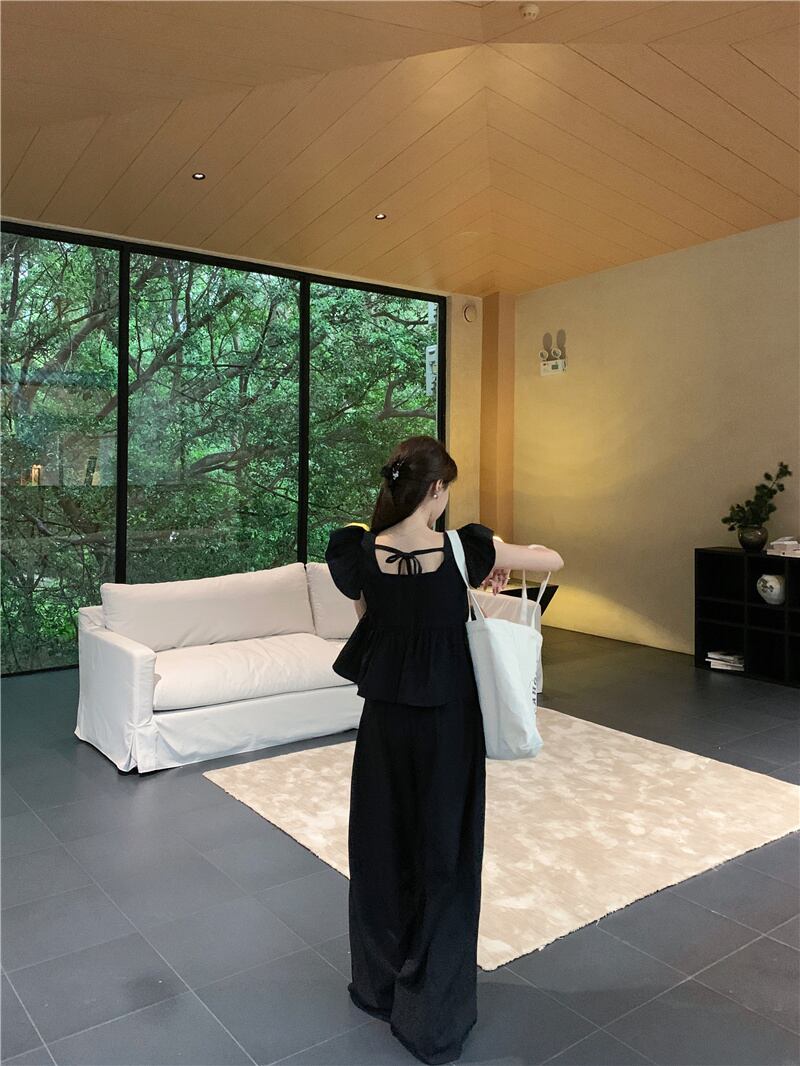 【set】フレンチスリーブトップス+ガウチョパンツ2点セットG21524