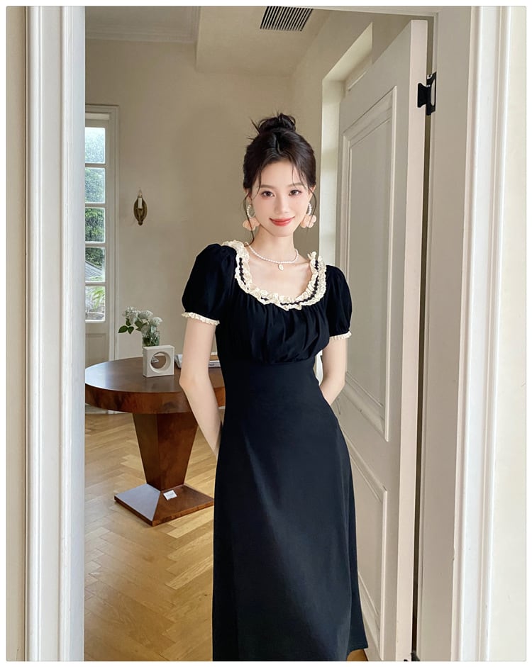 【dress】レース切り替えワンピース M24334
