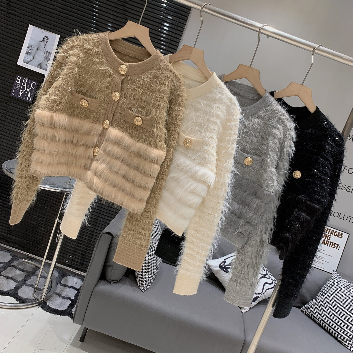 【outer】ファードッキングニットカーデ M27607