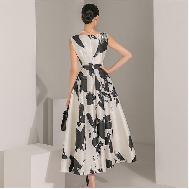 【dress】ノースリーブプリントワンピースF7035