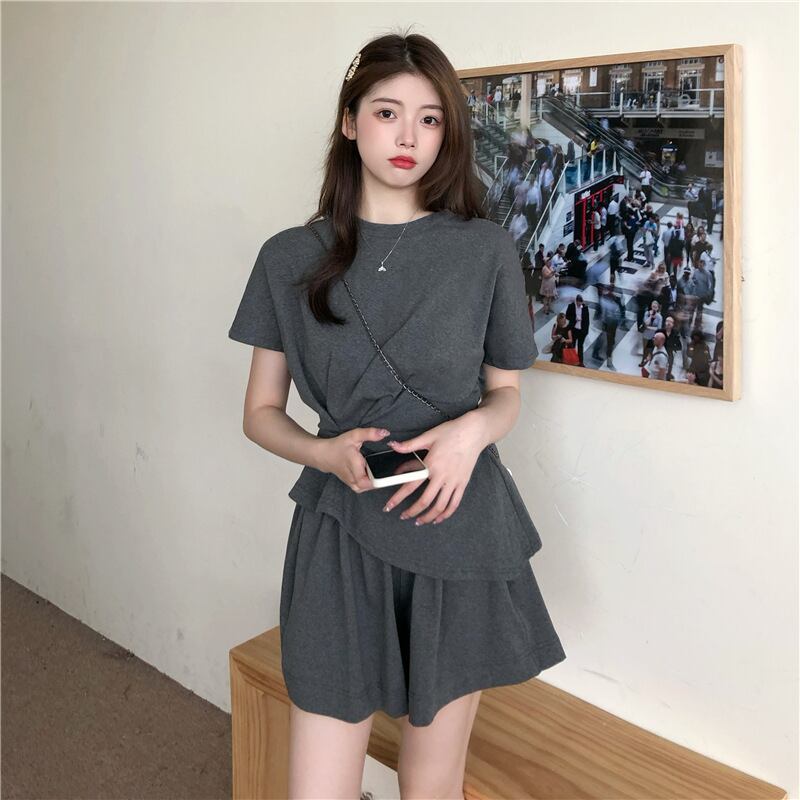 【set】不規則トップス+ショートパンツ2点セットG20178