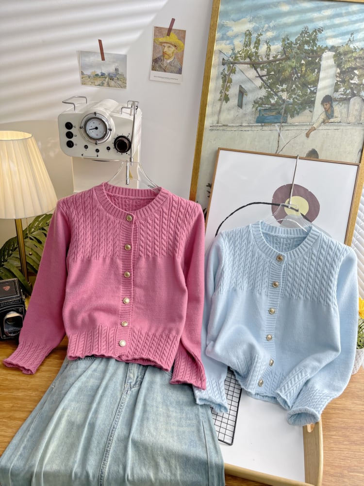 【outer】クルーネックニットカーデ M25884