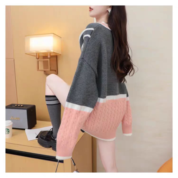 【tops】配色切り替えニットセーター M29174