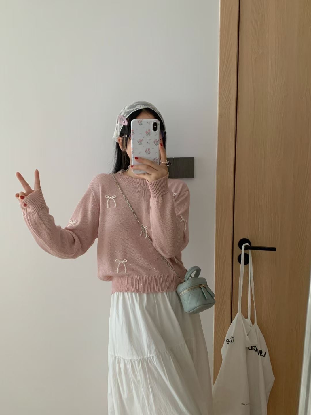 【tops】リボン付きニットセーター M25774
