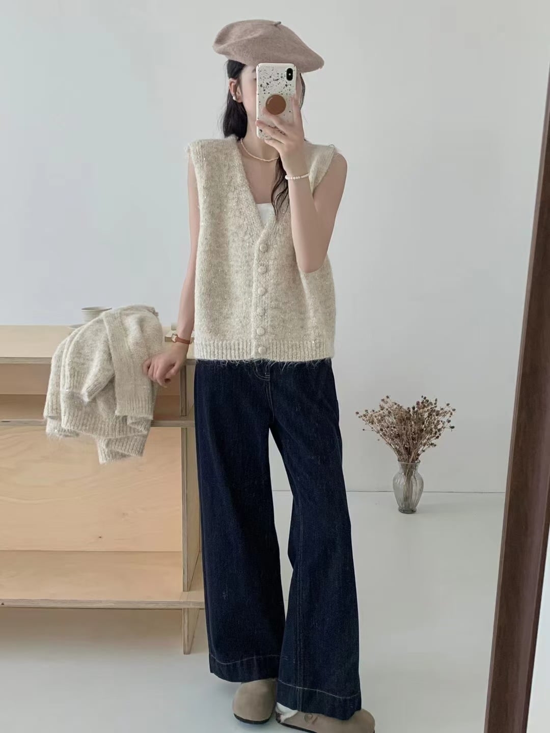 【set】ニットベスト×ニットカーデセット M25794
