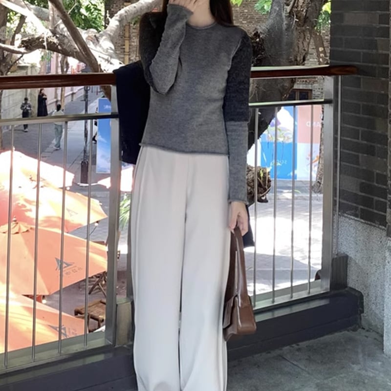 【tops】配色切り替えニットトップス M28956