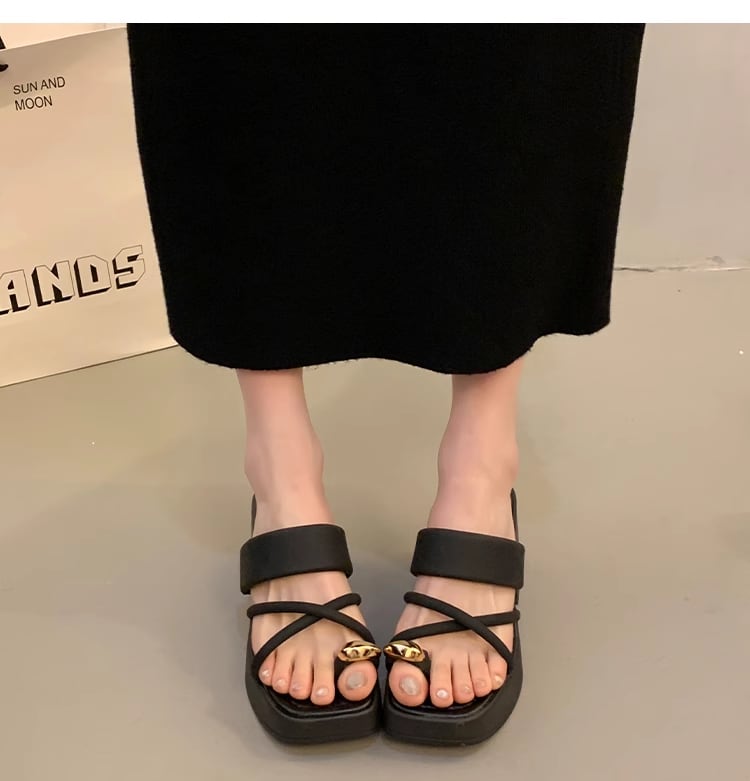 【shoes】2色厚底スリッパF7498