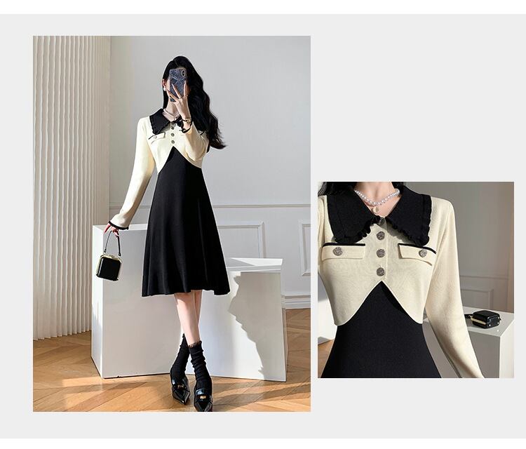 【dress】ドッキングニットワンピース M18989
