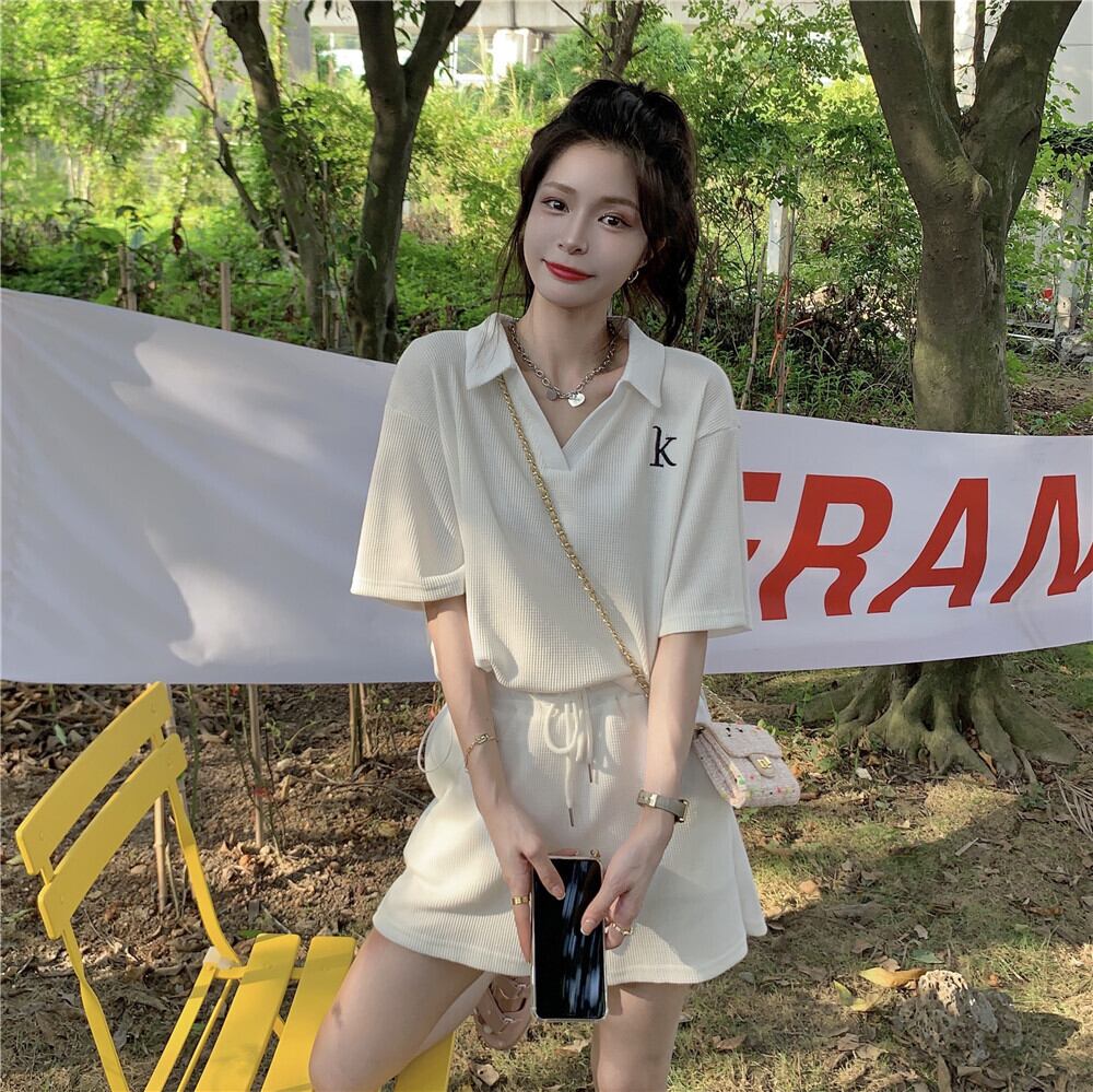 【set】美感いっぱい韓国系ファッション着痩せ着心地良いスウィート洋気2点セット G0651