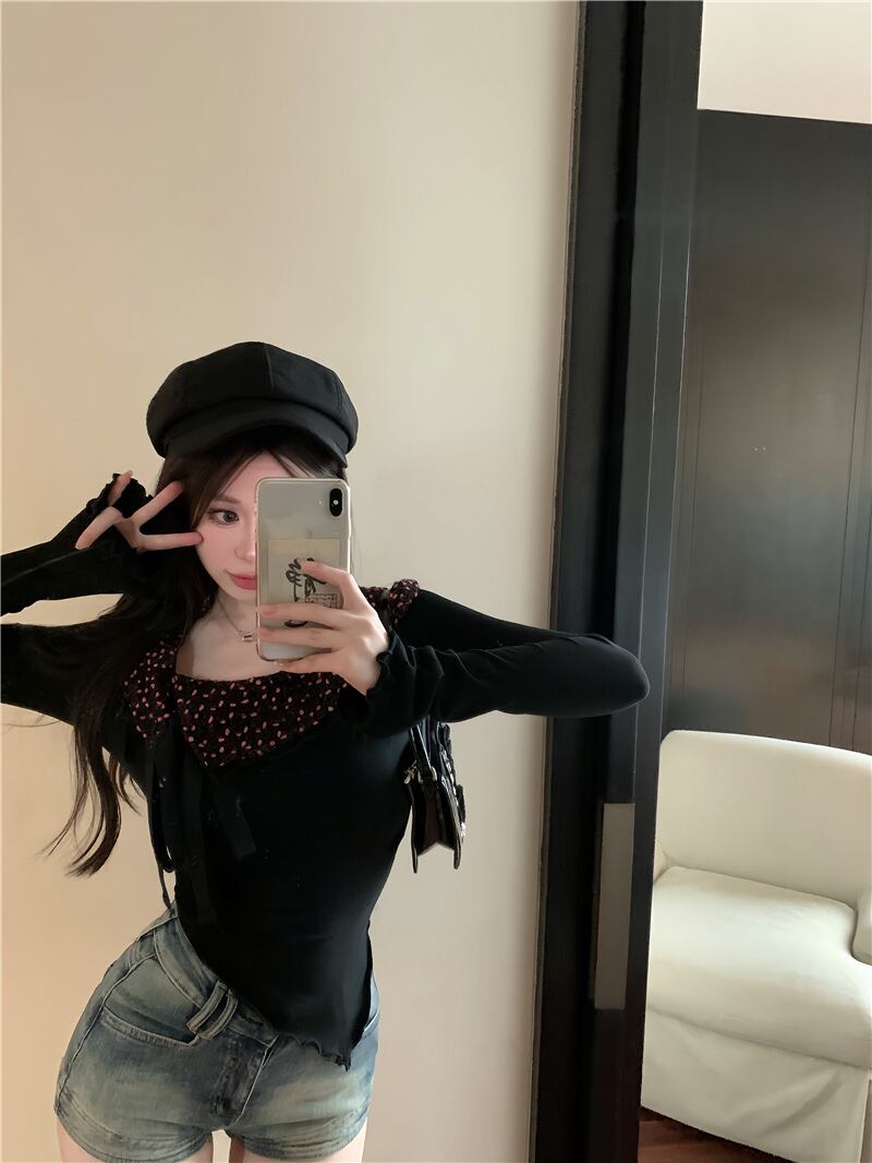 【tops】不規則 イレギュラー長袖Tシャツ M28313
